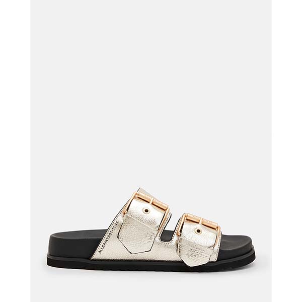 Allsaints Australia Womens Sian Metallic Leather Sandals Gold AU29-178